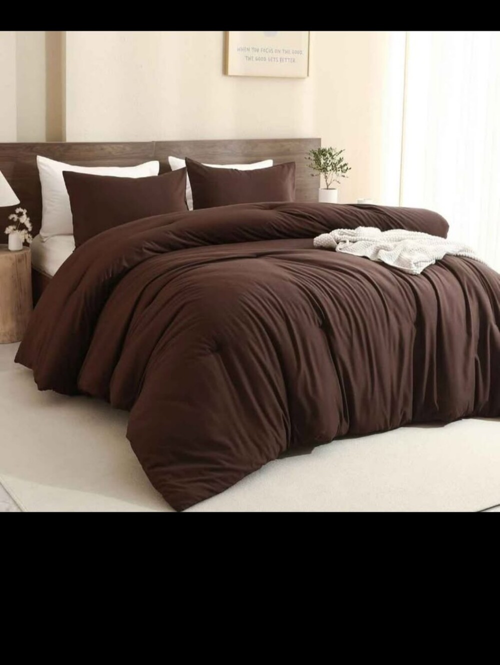 Earthy Brown Comforter Queen Size, Neutral 3 Pieces Comforter Set, Lightweight
